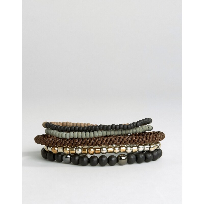 Icon Brand - Lot de bracelets de perles variés - Marron