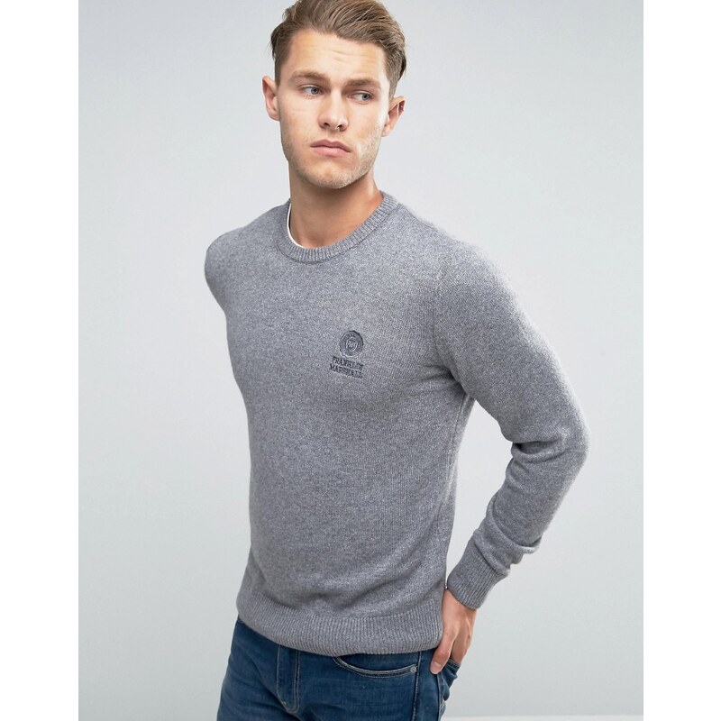 Franklin & Marshall Franklin and Marshall - Pull en maille ras du cou - Gris