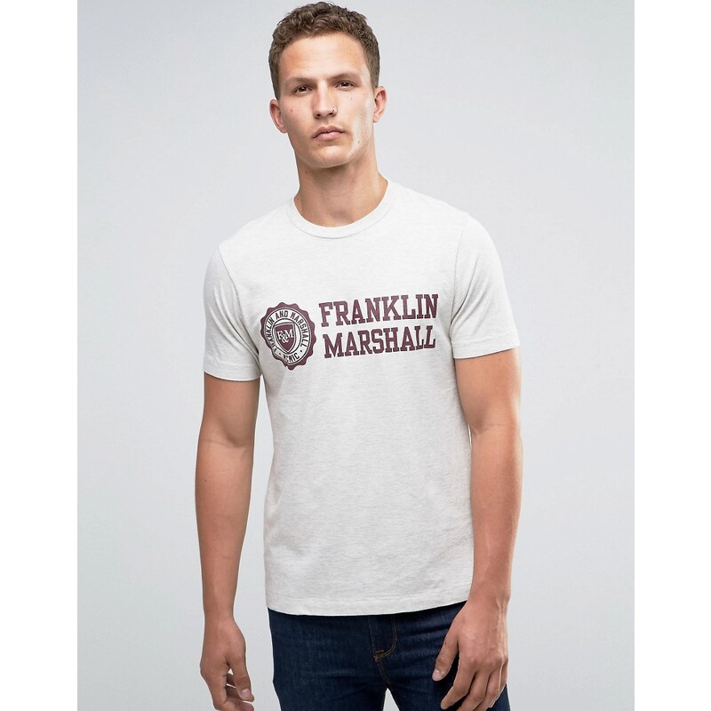 Franklin & Marshall Franklin and Marshall - T-shirt avec grand logo armoiries - Gris