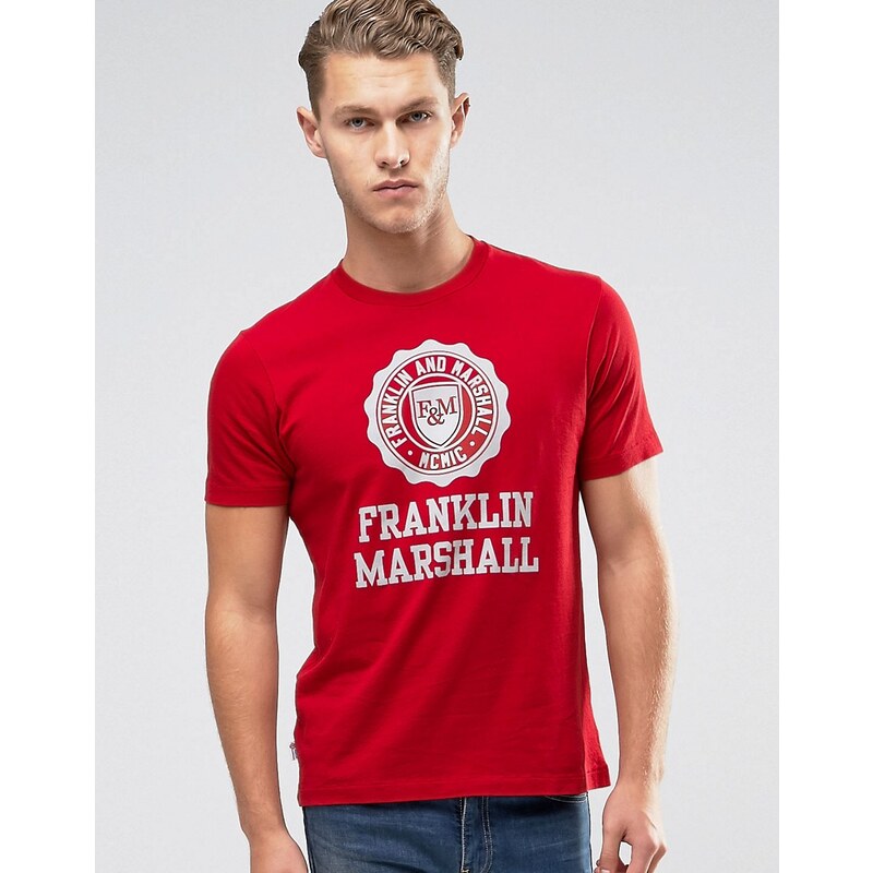 Franklin & Marshall Franklin and Marshall - T-shirt avec grand logo - Rouge