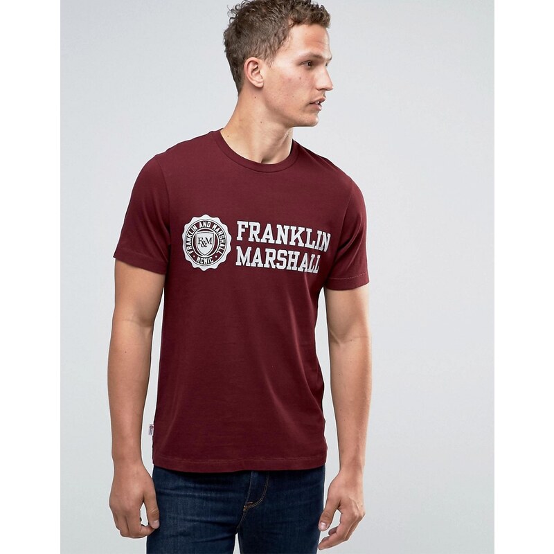 Franklin & Marshall Franklin and Marshall - T-shirt avec grand logo armoiries - Rouge