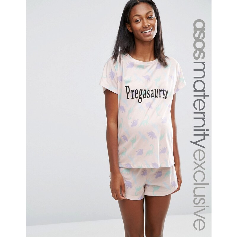 ASOS Maternity - Pregosaurus - T-shirt et short de pyjama - Multi