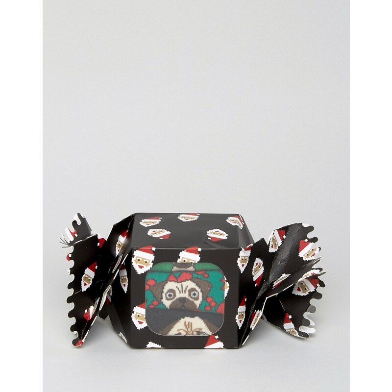 ASOS - Coffret cadeau pétard de Noël avec 3 paires de chaussettes motifs carlins - Multi