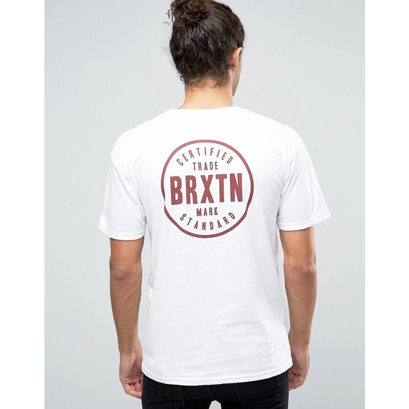Brixton - Cowen - T-shirt avec logo au dos - Blanc
