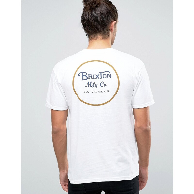 Brixton - Wheeler - T-shirt avec logo imprimé au dos - Blanc