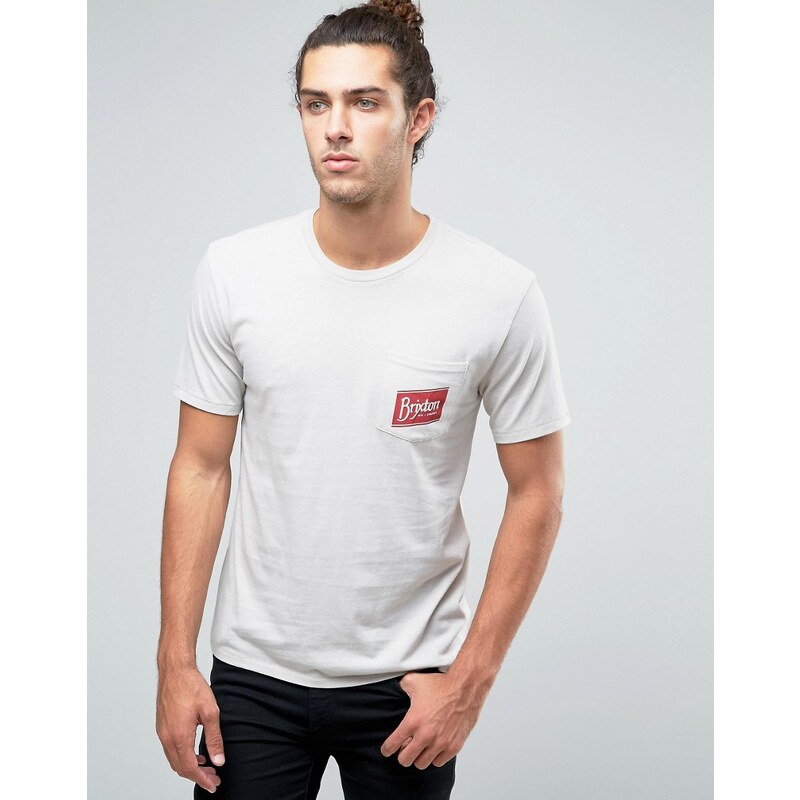 Brixton - Carton - T-shirt avec poche et logo - Beige