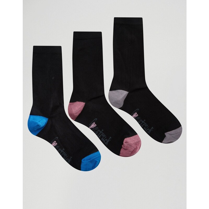 Lovestruck - Lot de 3 paires de chaussettes unies avec talon et pointe motif color block - Noir