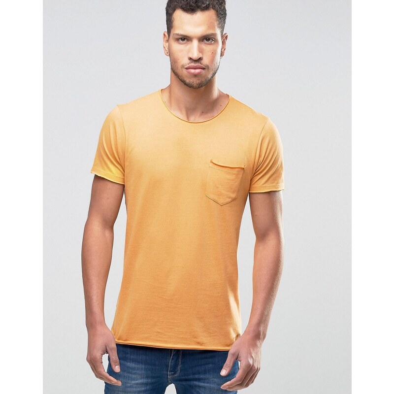 Brave Soul - T-shirt uni à bords bruts - Orange