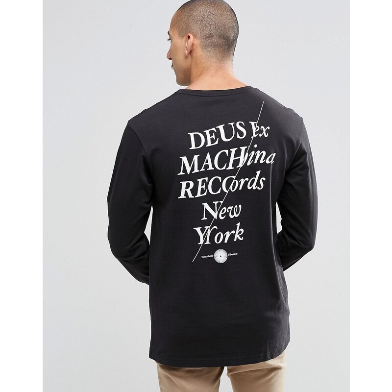 Deus Ex Machina - T-shirt à manches longues avec imprimé disque au dos - Noir