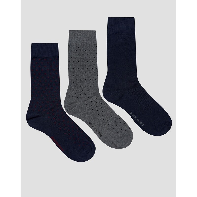 Selected Homme - Lot de 3 paires de chaussettes - Multi