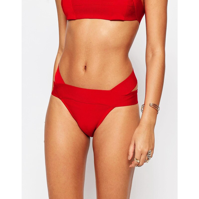 Missguided Premium - Bas de bikini effet bandage - Rouge