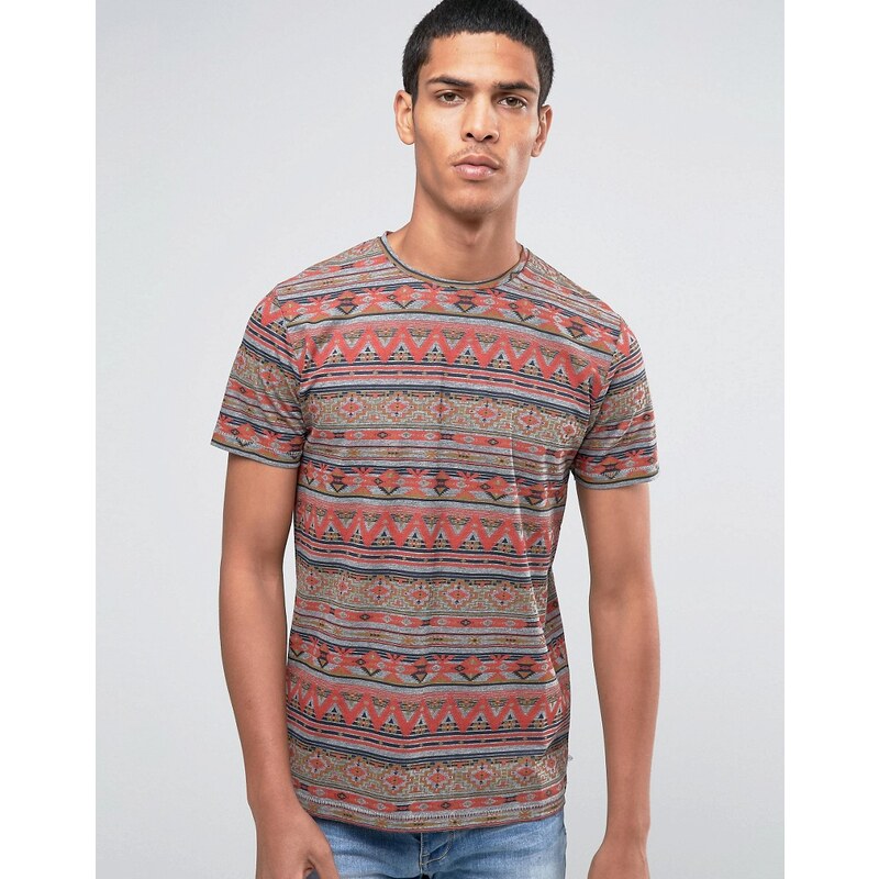 Esprit - T-shirt ras de cou à imprimé aztèque - Multi