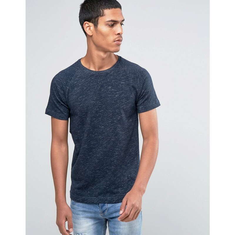 Esprit - T-shirt moucheté ras de cou à manches raglan - Bleu marine