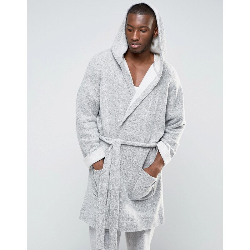 ASOS Loungewear - Robe de chambre en coton brossé - Gris