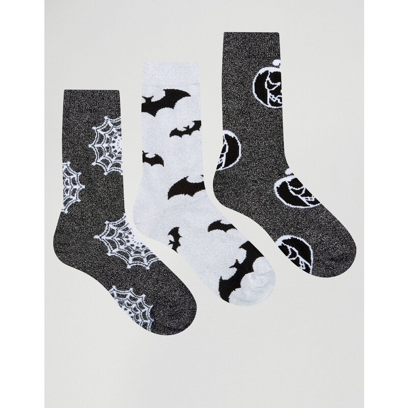 ASOS - Lot de 3 paires de chaussettes d'Halloween à paillettes - Multi