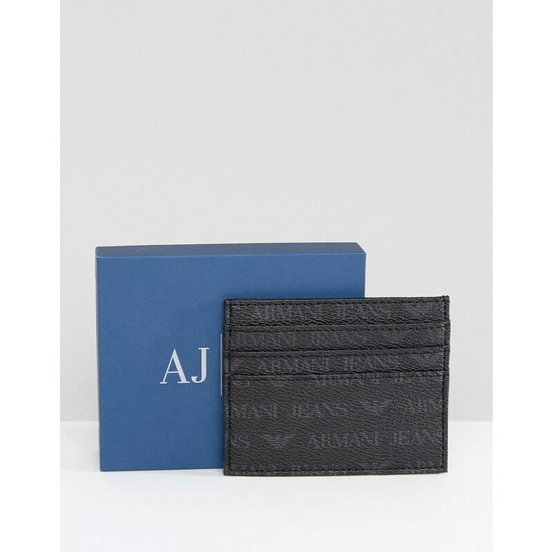 Armani Jeans - Porte-cartes avec logo sur l'ensemble - Noir