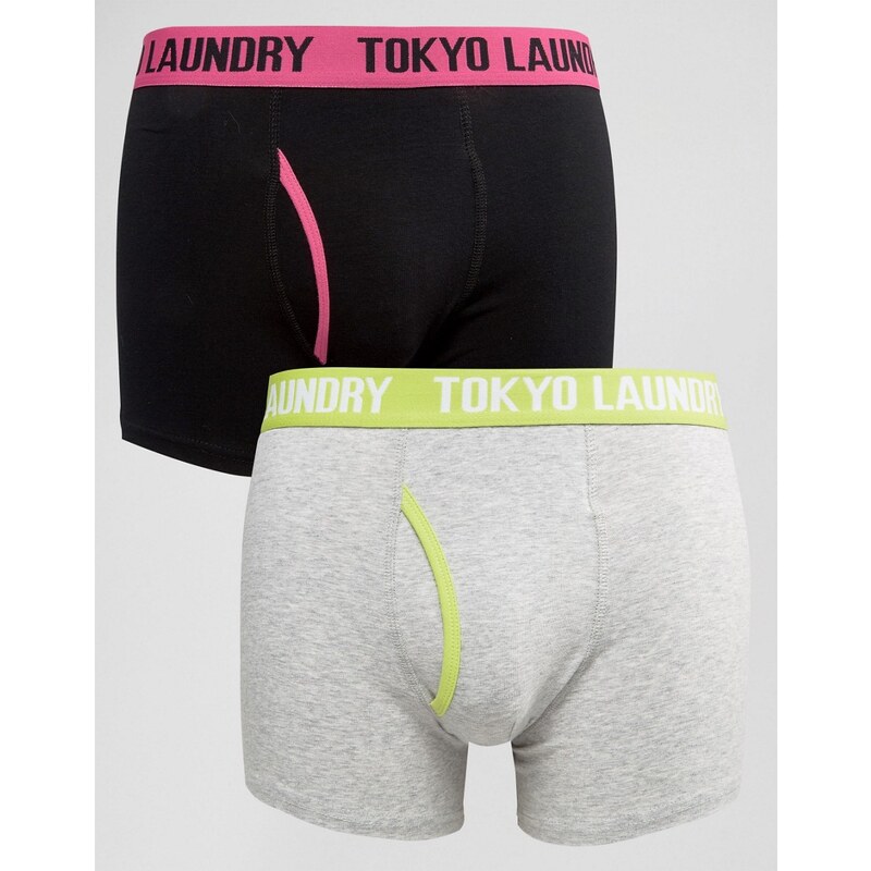 Tokyo Laundry - Lot de 2 boxers à ceinture contrastée - Noir