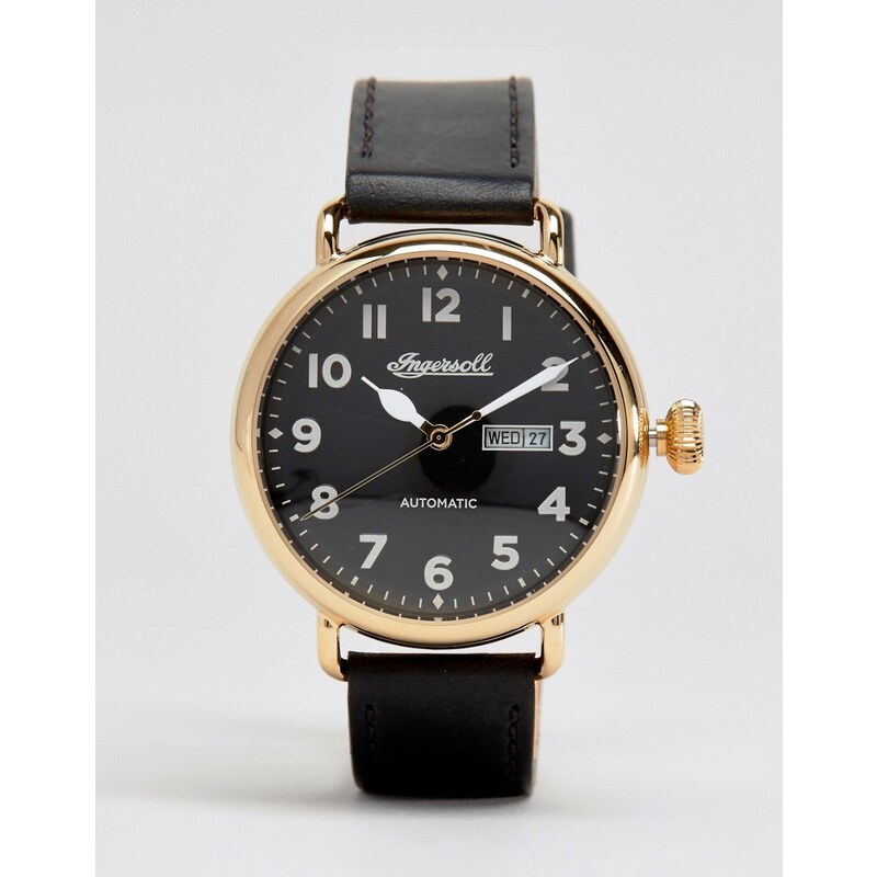 Ingersoll - Trenton - Montre chronographe à quartz avec bracelet en cuir - Noir - Noir