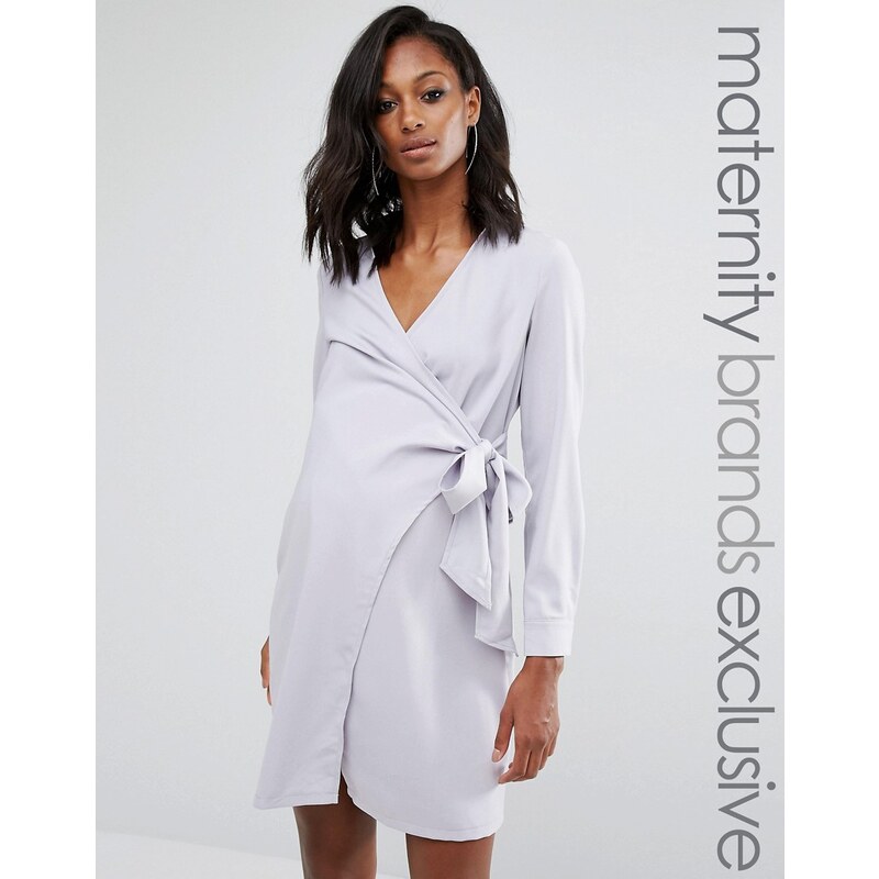 Missguided Maternity - Robe chemise portefeuille - Gris