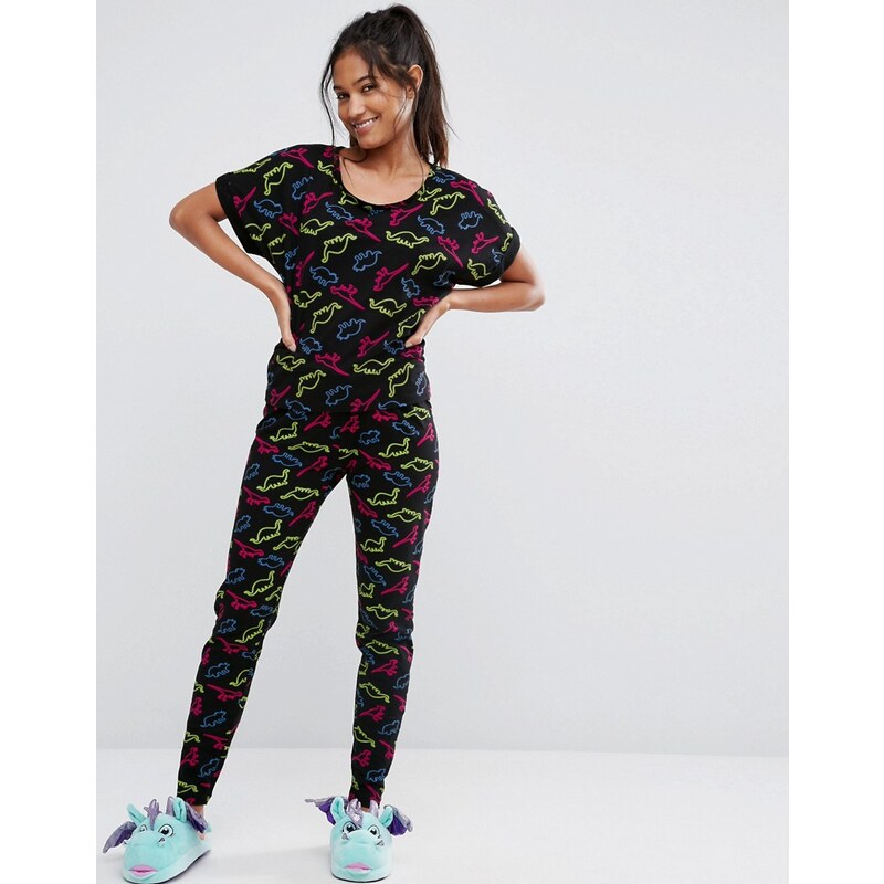 ASOS - Pyjama leggings et t-shirt à imprimé dinosaure coloré - Multi