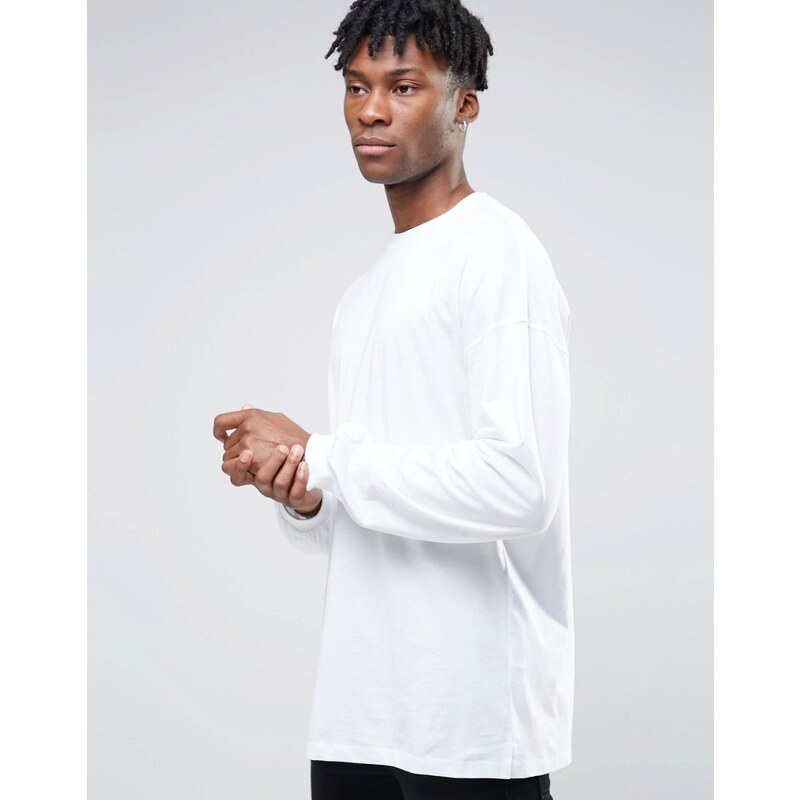ASOS - T-shirt oversize à manches longues et larges - Blanc - Blanc