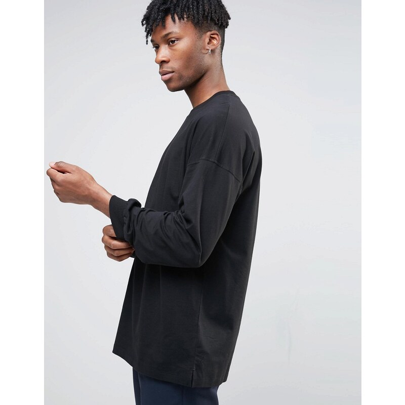 ASOS - T-shirt oversize à manches longues et larges - Noir - Noir