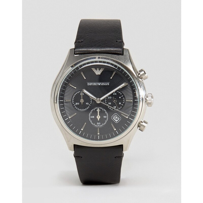 Emporio Armani - AR1975 - Montre chronographe en cuir - Noir - Noir