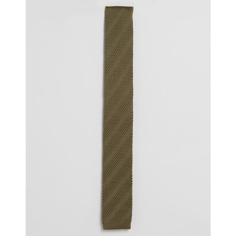 ASOS - Cravate en maille texturée - Kaki - Vert