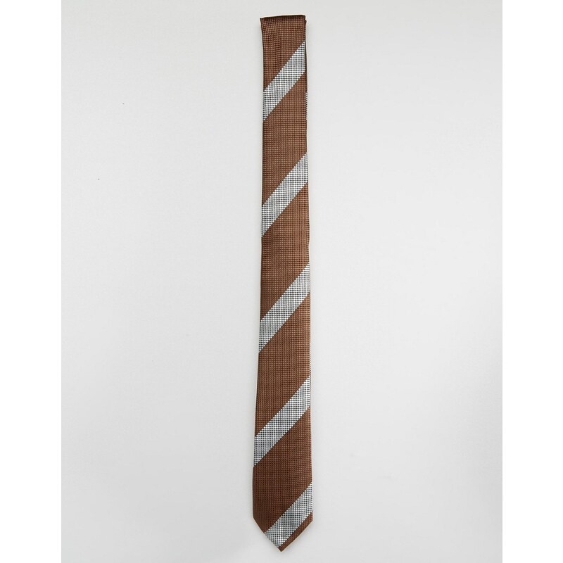 ASOS - Cravate à rayures - Marron - Marron