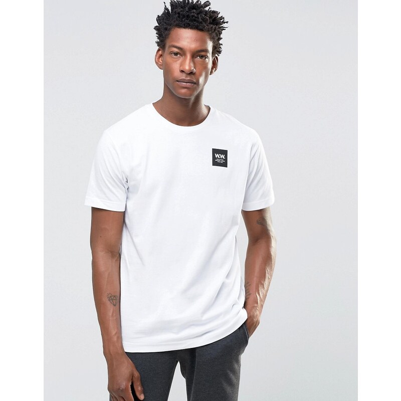 Wood Wood - Tomas - T-shirt logo encadré exclusif - Blanc
