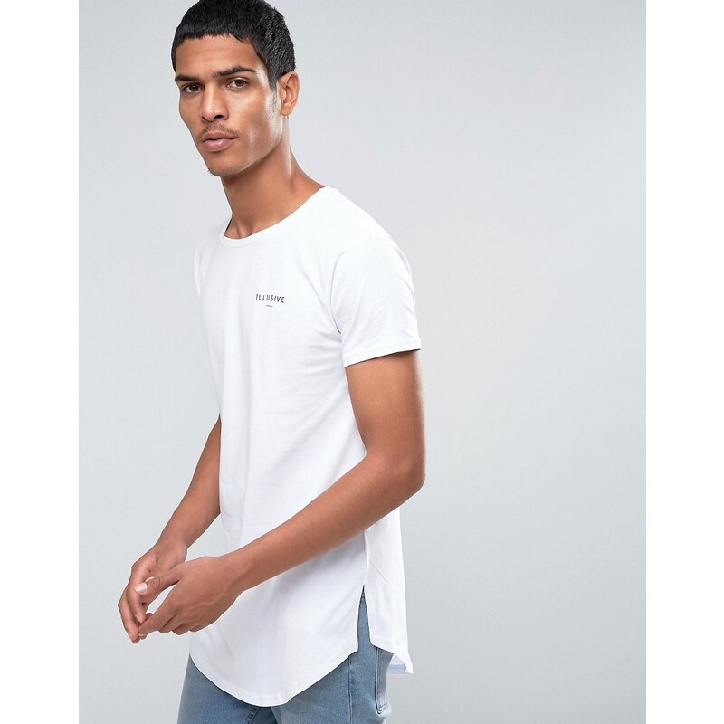 Illusive London - T-shirt long avec petit logo - Blanc