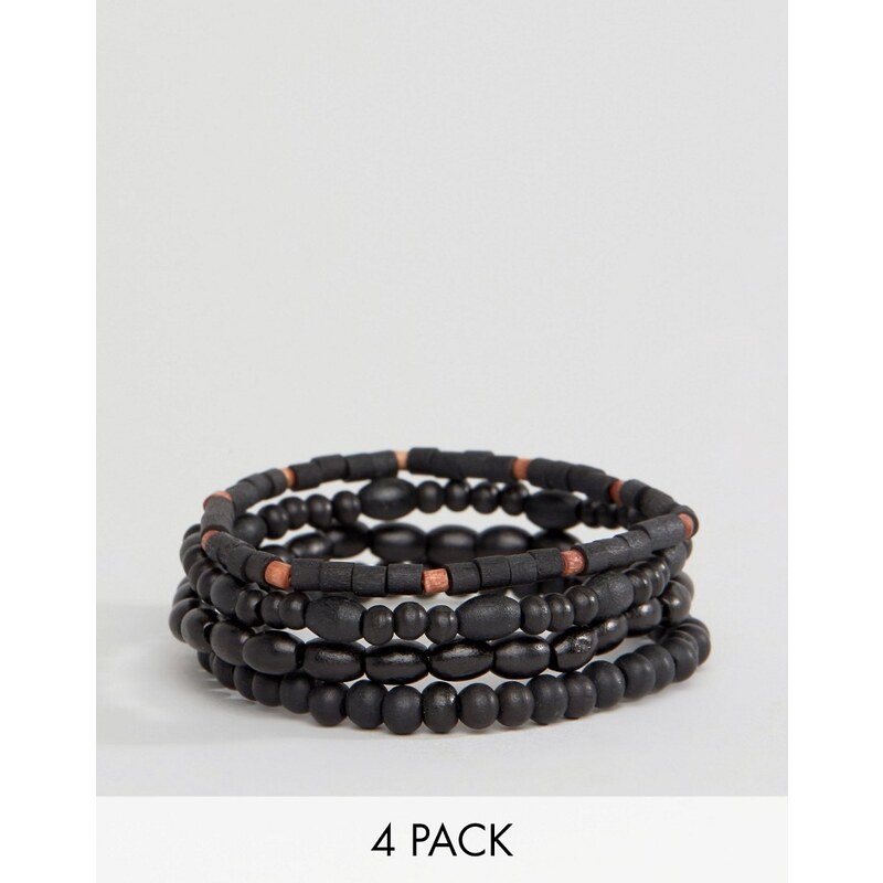 Classics 77 - Lot de 4 bracelets en perles - Noir - Noir