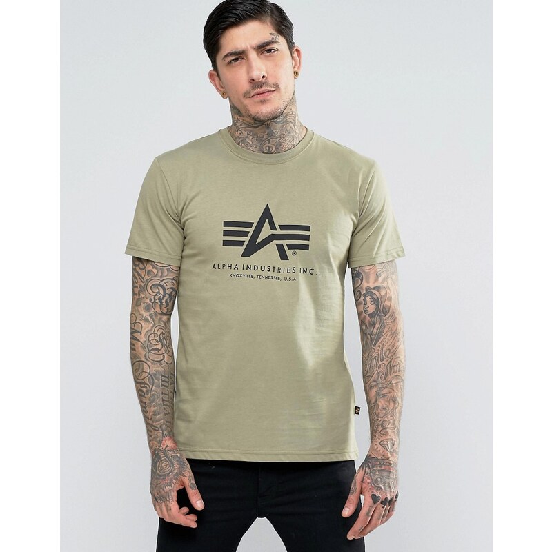 Alpha Industries - T-shirt coupe classique avec logo - Vert olive - Vert