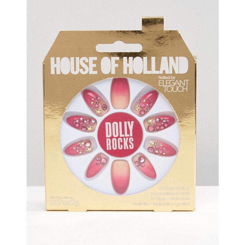 House Of Holland By Elegant Touch - Faux ongles Luxe - Dolly Rocks - Rose