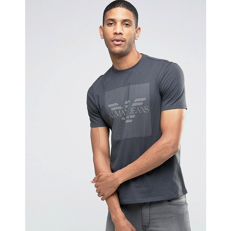 Armani Jeans - T-shirt à logo carré - Gris - Gris