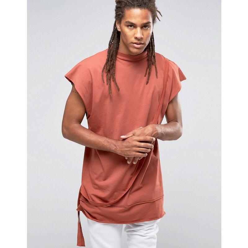Granted - T-shirt sans manches oversize à col montant - Orange