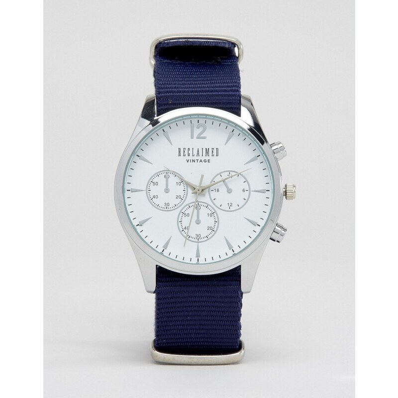 Reclaimed Vintage - Montre chronographe à bracelet en toile - Bleu - Bleu