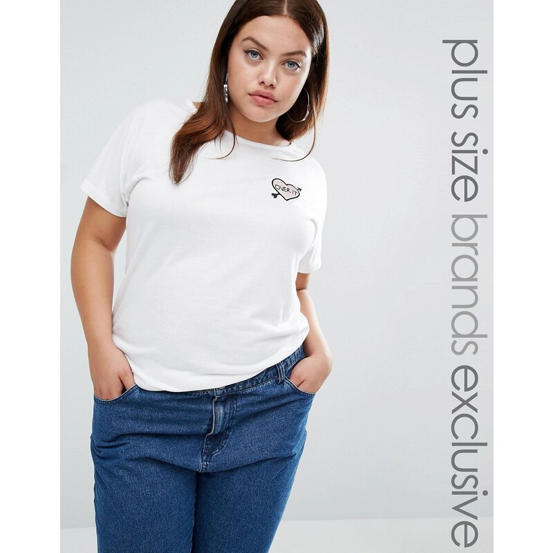 Daisy Street Plus - T-shirt avec blason brodé - Blanc