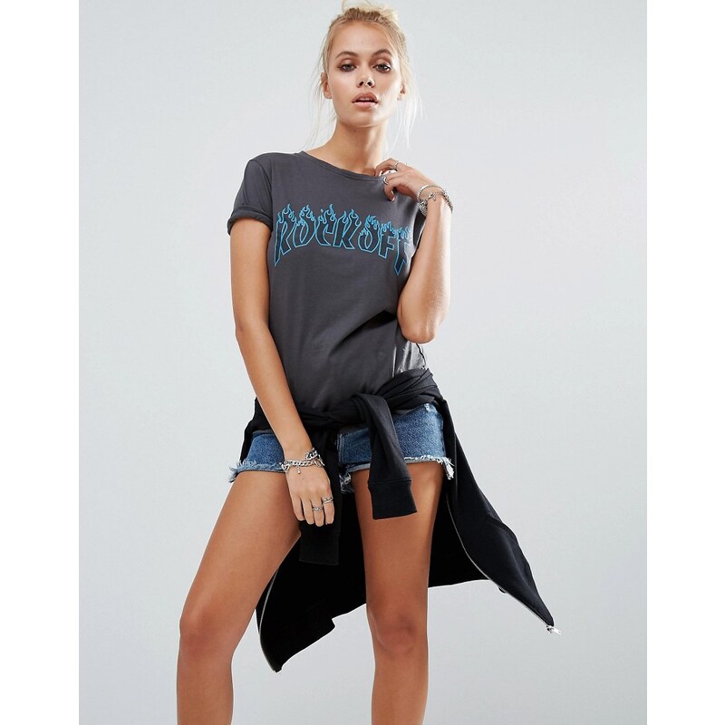 Motel - Rock Off - T-shirt coupe féminine à imprimé - Noir