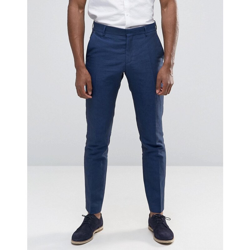 Selected - Pantalon en lin - Bleu marine
