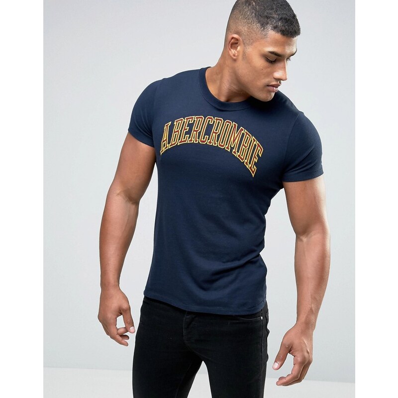 Abercrombie & Fitch - T-shirt cintré avec logo brodé - Bleu marine - Bleu marine