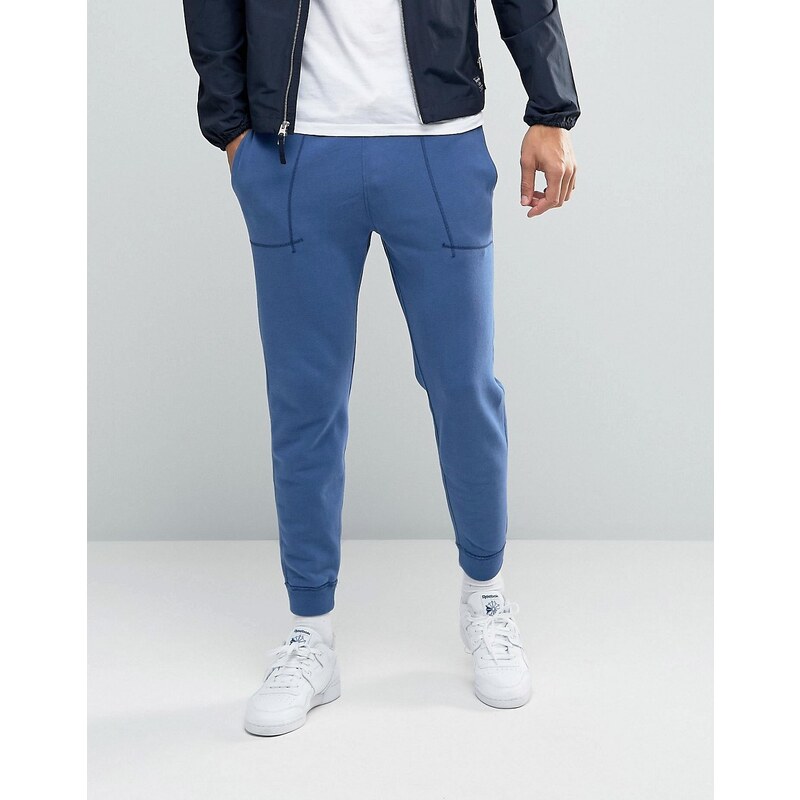 Abercrombie & Fitch - Pantalon survêtement resserré aux chevilles avec logo élan brodé - Bleu - Bleu