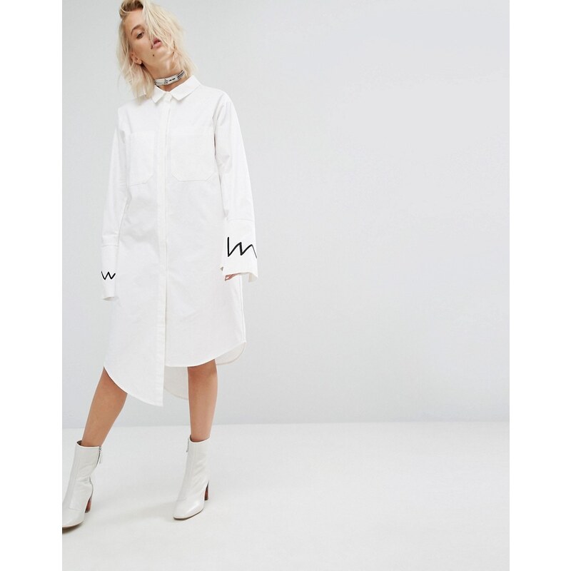 KKXX - Robe chemise à ourlet plongeant - Blanc