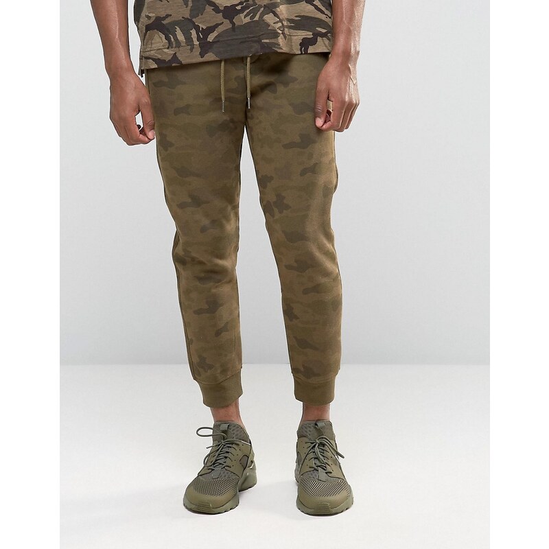 Pull&Bear - Pantalon de jogging à imprimé camouflage, coupe skinny - Kaki - Vert