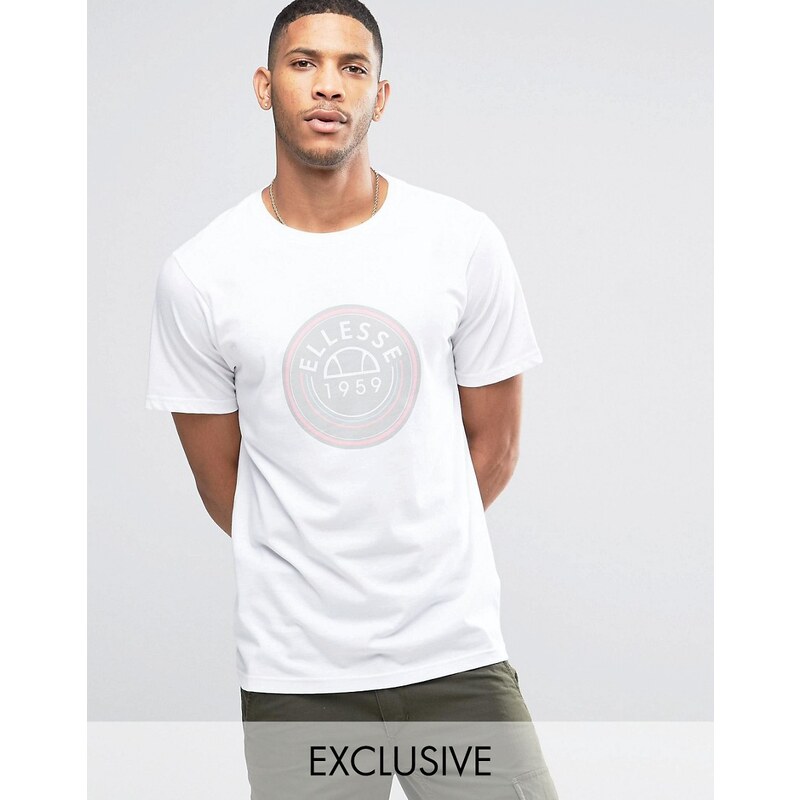 Ellesse - T-shirt avec logo disque - Blanc