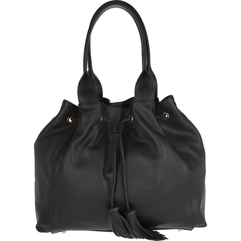 Abro Sacs à Bandoulière, Adria Leather Bucket Bag Black/Gold en noir