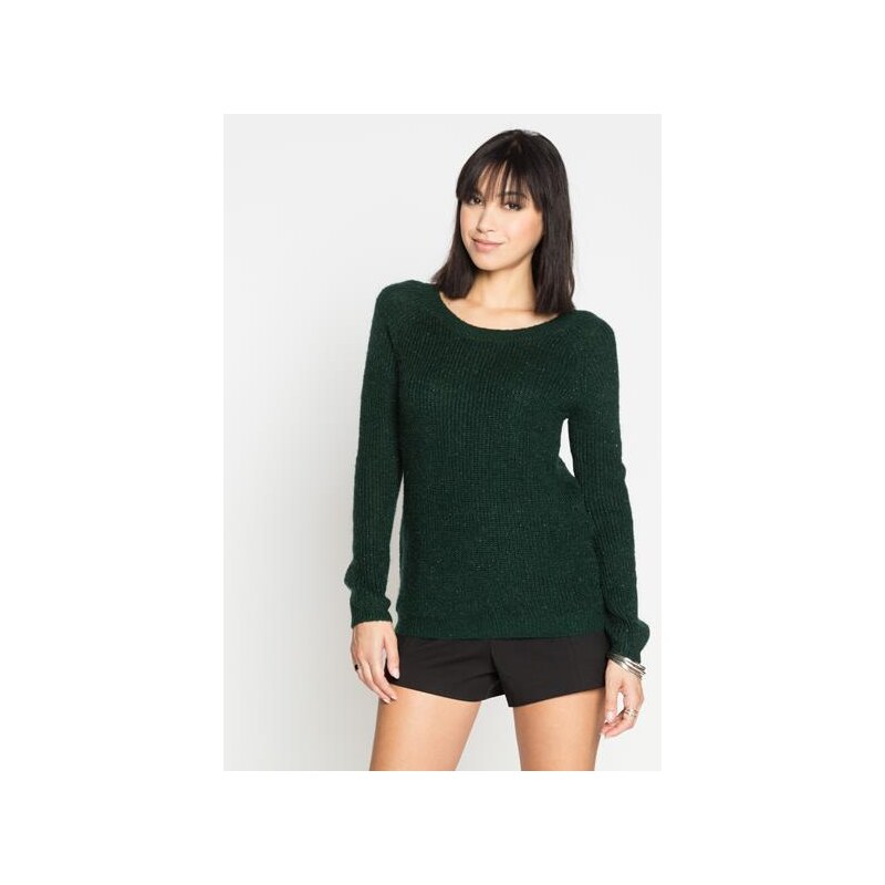 Pull coupe cintrée fente dos Vert Polyester - Femme Taille 2 - Cache Cache