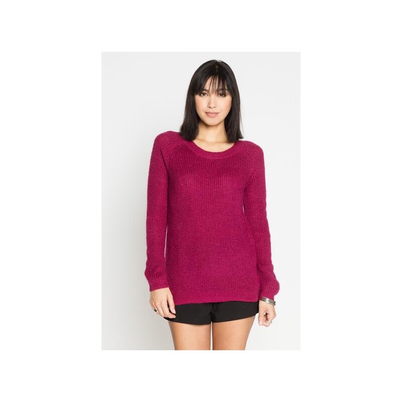Pull coupe cintrée fente dos Violet Polyester - Femme Taille 0 - Cache Cache