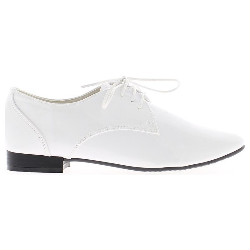 Chaussmoi Chaussures Richelieux blancs vernis à talon de 2cm et lacets