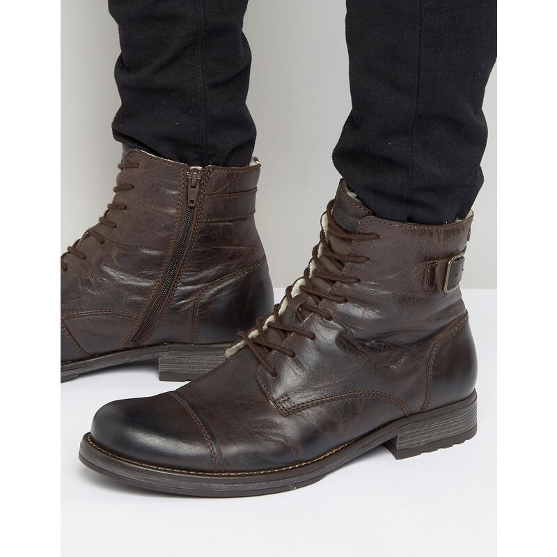 Jack & Jones Siti Warm Lining Leather Boots - Marron